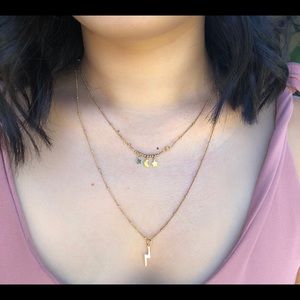 Dainty Layered Gold Filled Necklace , Stars Moon